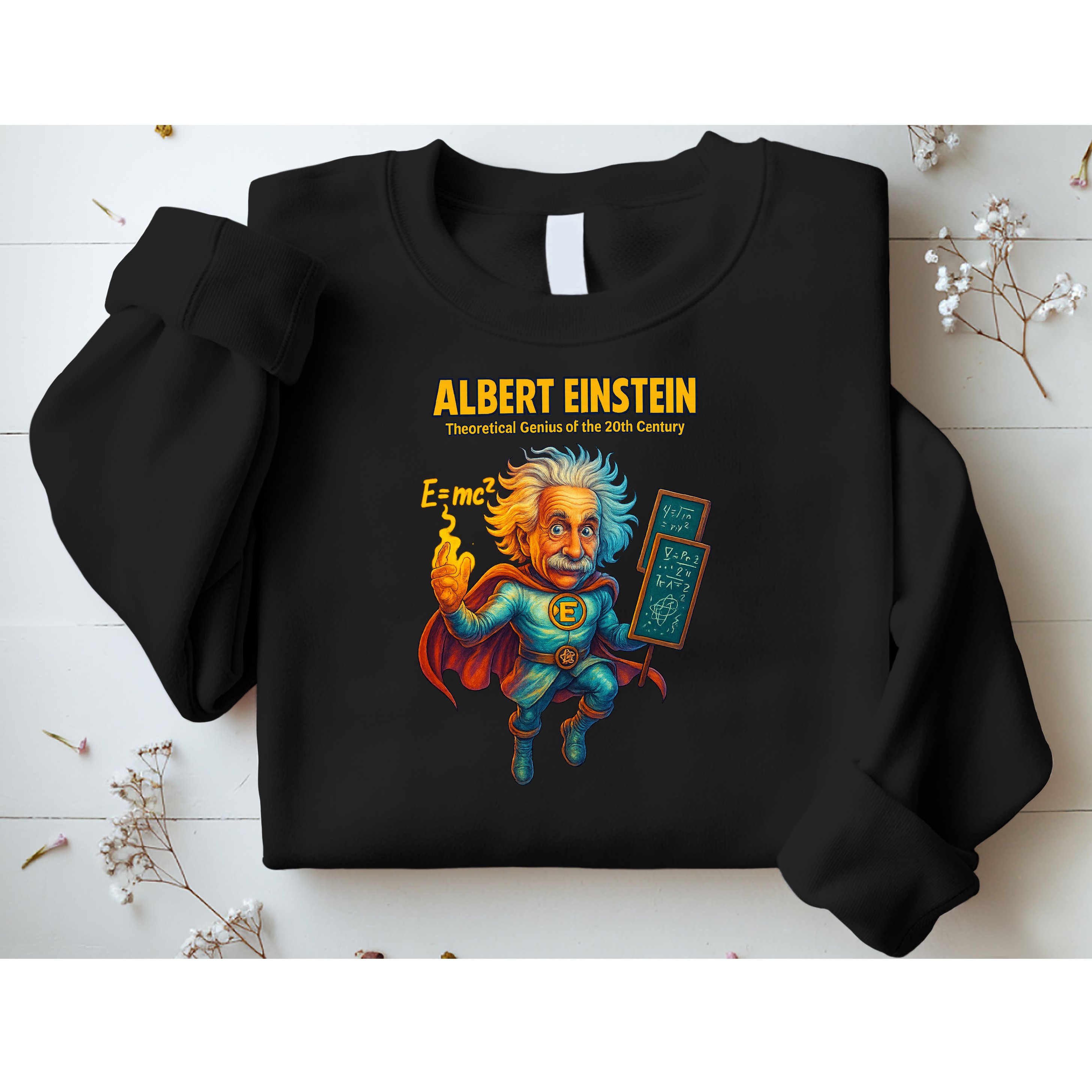 Albert Einstein E-MC2 Cartoon Superhero Comic Style Sweatshirt