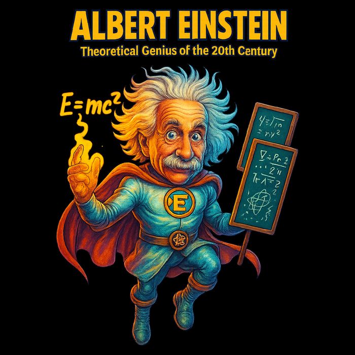 Albert Einstein E-MC2 Cartoon Superhero Comic Style Impact Tech Backpack