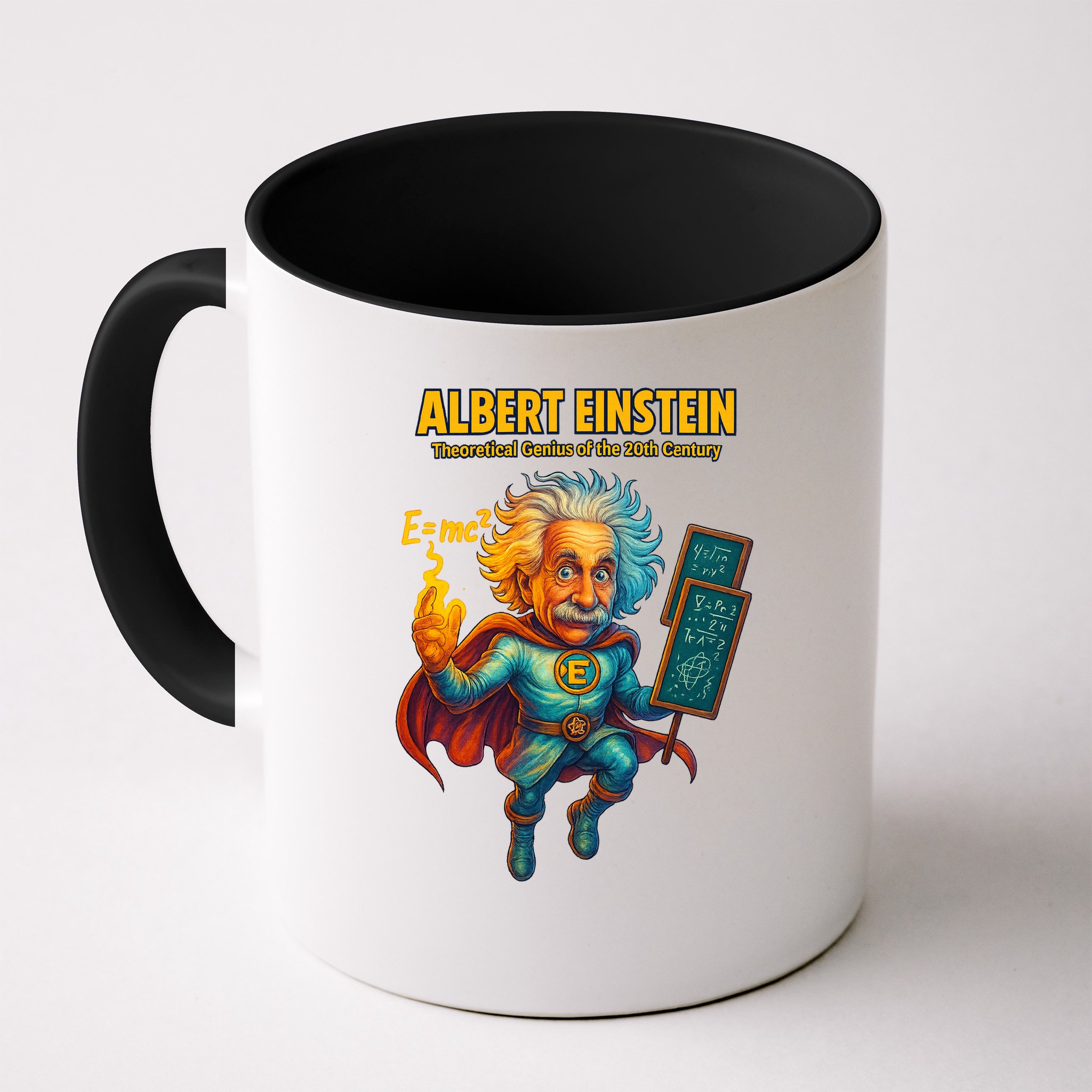 Albert Einstein E-MC2 Cartoon Superhero Comic Style Mug