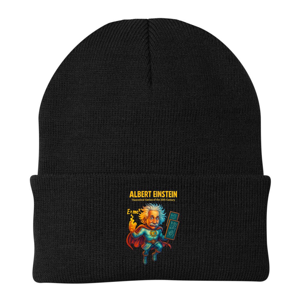 Albert Einstein E-MC2 Cartoon Superhero Comic Style Beanie