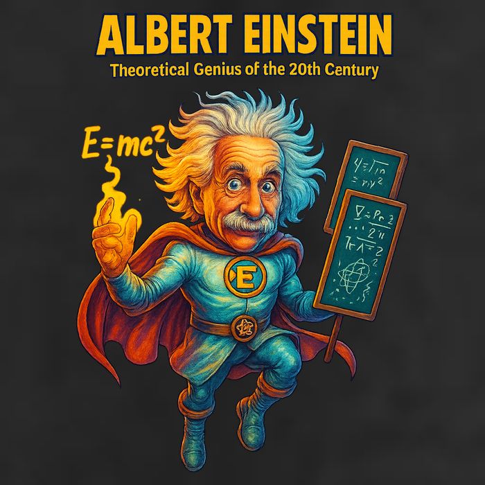 Albert Einstein E-MC2 Cartoon Superhero Comic Style Beanie