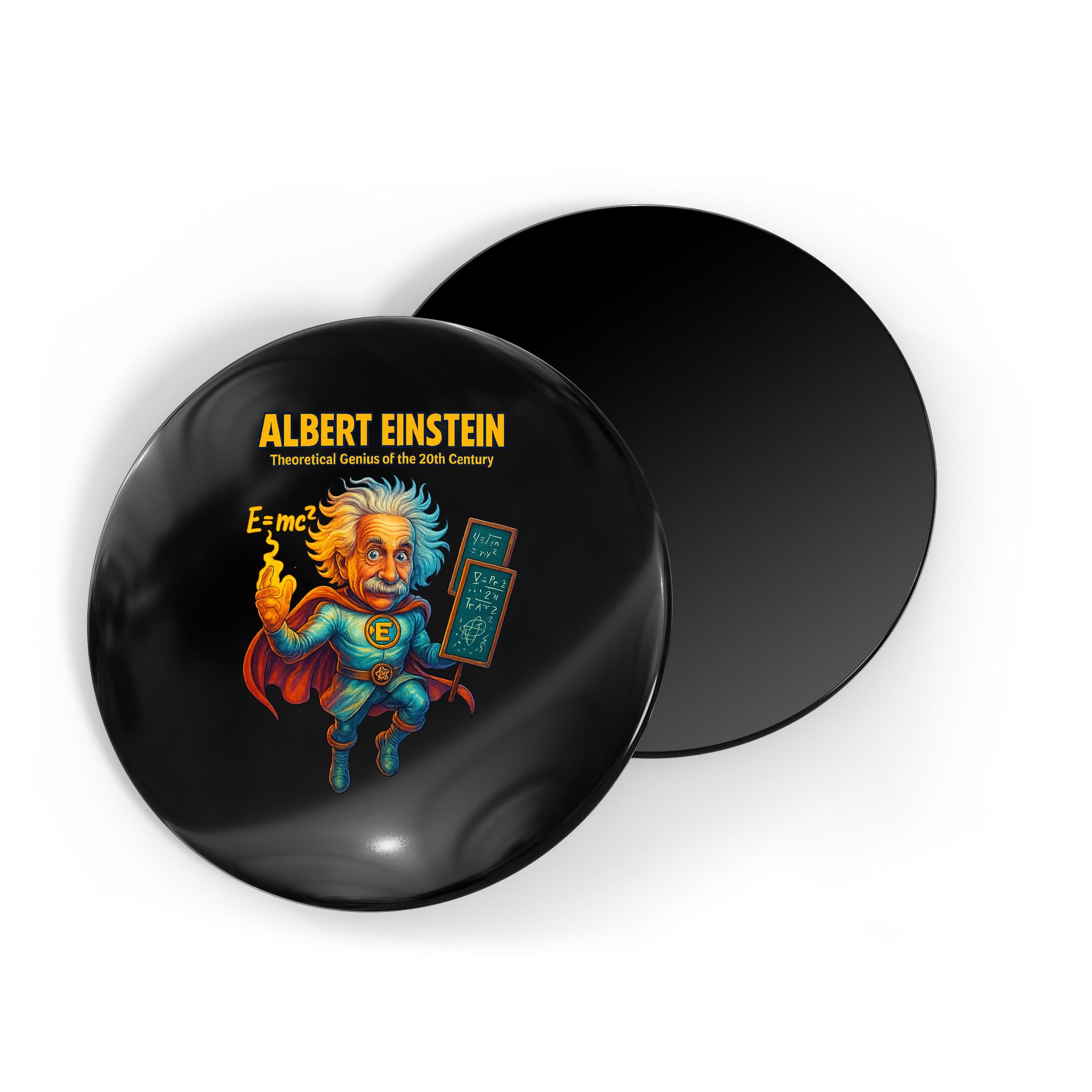 Albert Einstein E-MC2 Cartoon Superhero Comic Style Magnet