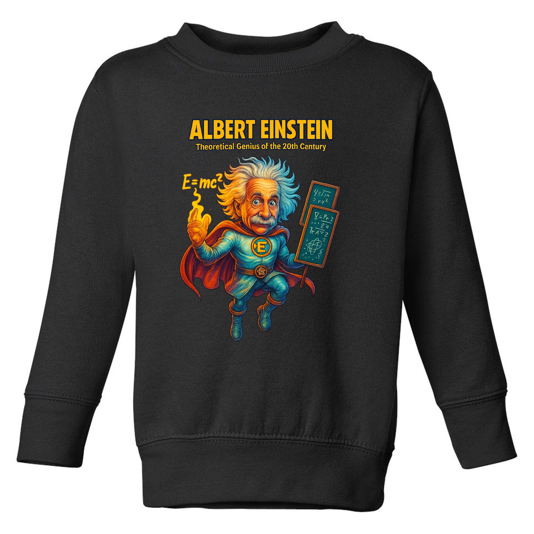 Albert Einstein E-MC2 Cartoon Superhero Comic Style Toddler Sweatshirt