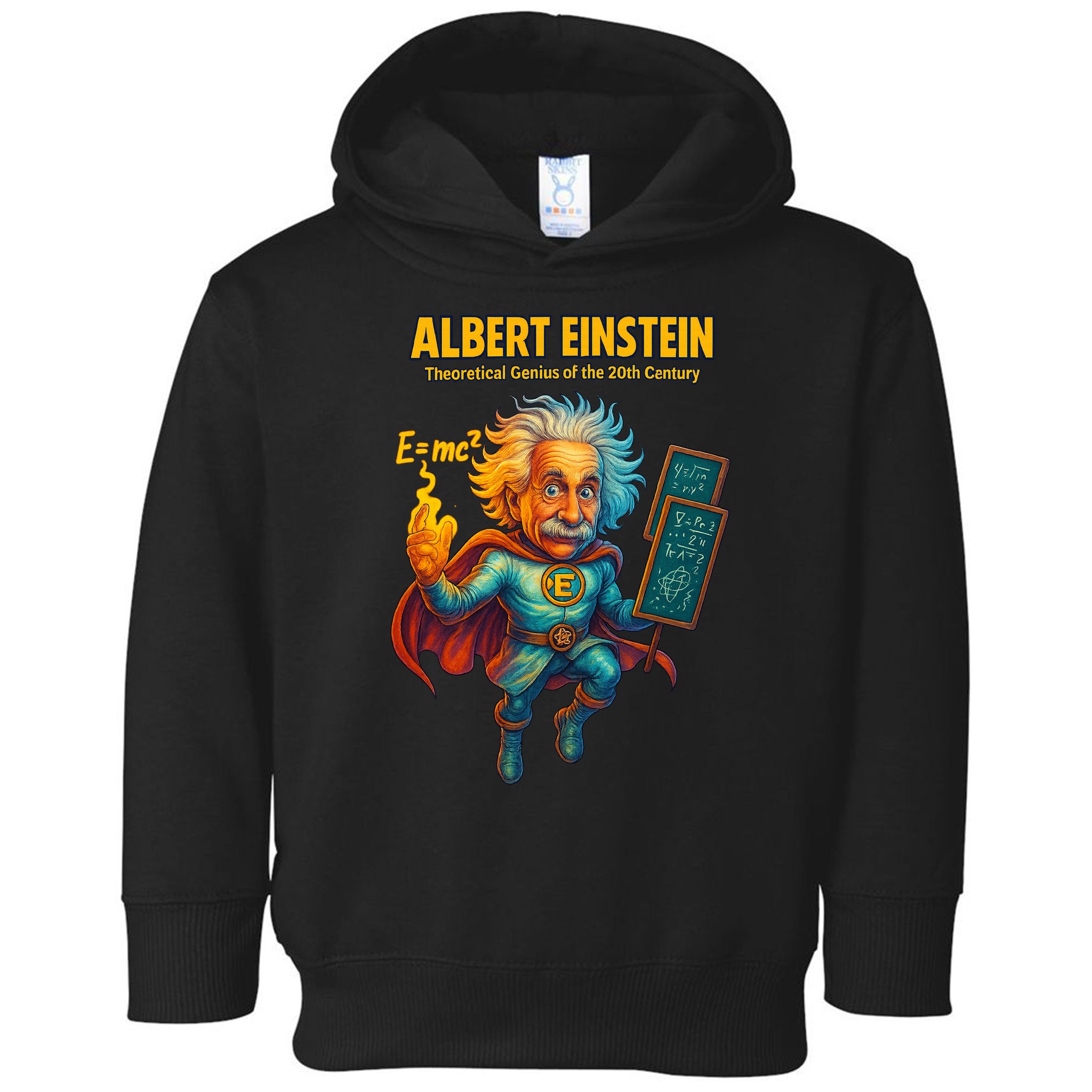 Albert Einstein E-MC2 Cartoon Superhero Comic Style Toddler Hoodie