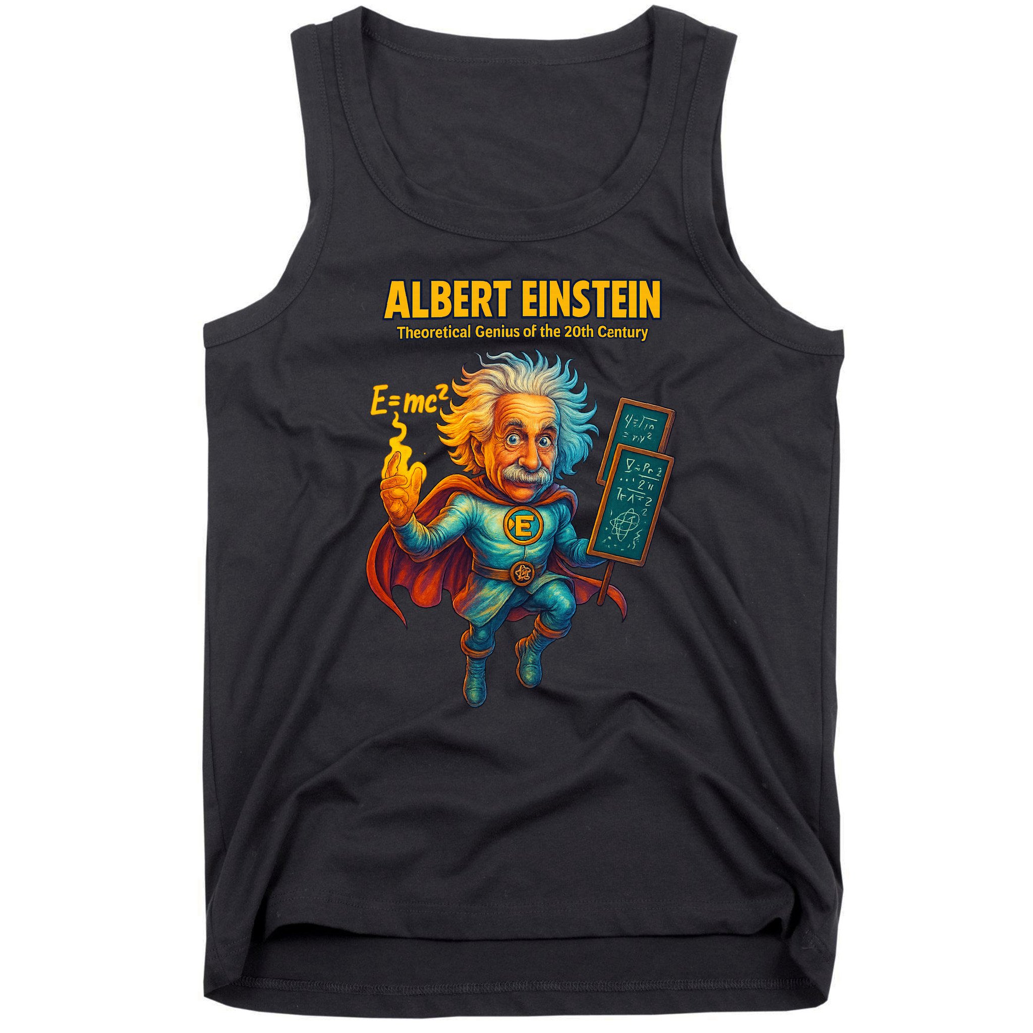 Albert Einstein E-MC2 Cartoon Superhero Comic Style Tank Top