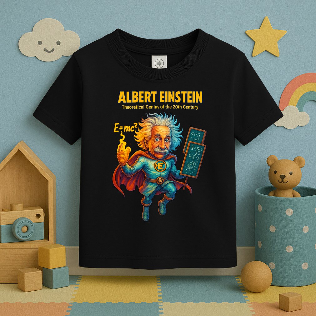 Albert Einstein E-MC2 Cartoon Superhero Comic Style Toddler T-Shirt