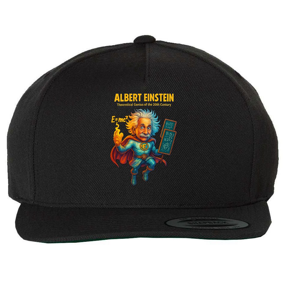 Albert Einstein E-MC2 Cartoon Superhero Comic Style Wool Snapback Cap