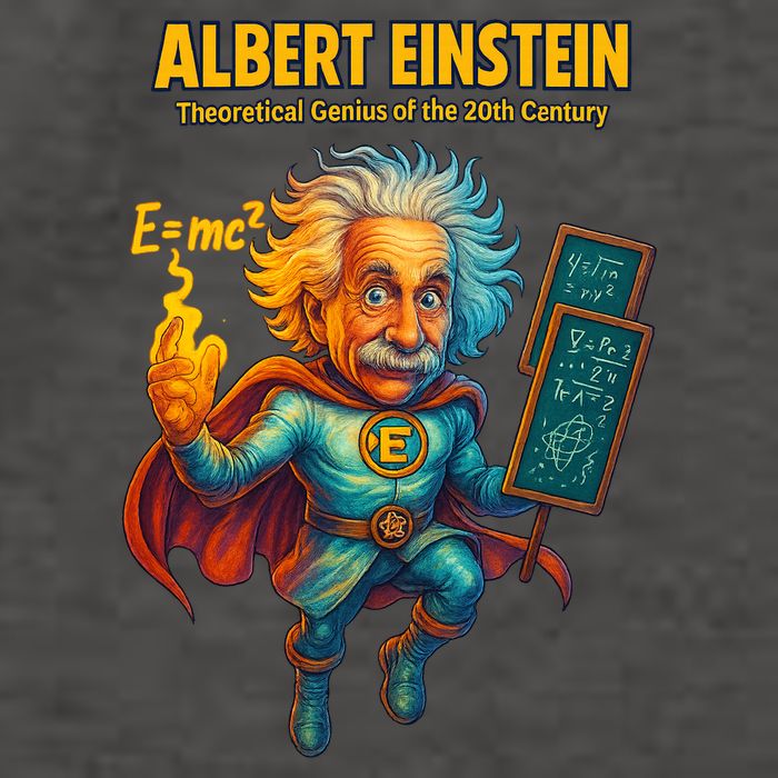 Albert Einstein E-MC2 Cartoon Superhero Comic Style Vector Backpack
