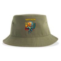 Albert Einstein E-MC2 Cartoon Superhero Comic Style Sustainable Bucket Hat