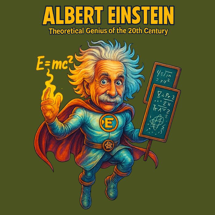 Albert Einstein E-MC2 Cartoon Superhero Comic Style Sustainable Bucket Hat