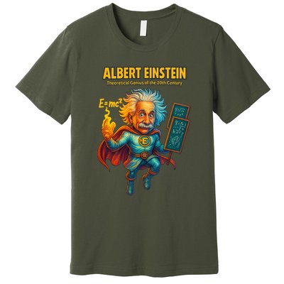 Albert Einstein E-MC2 Cartoon Superhero Comic Style Premium T-Shirt