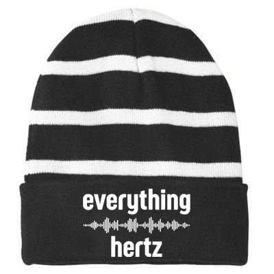 Audio Engineer Funny Sound Guy Studio Music Everything Hertz Striped Beanie with Solid Band