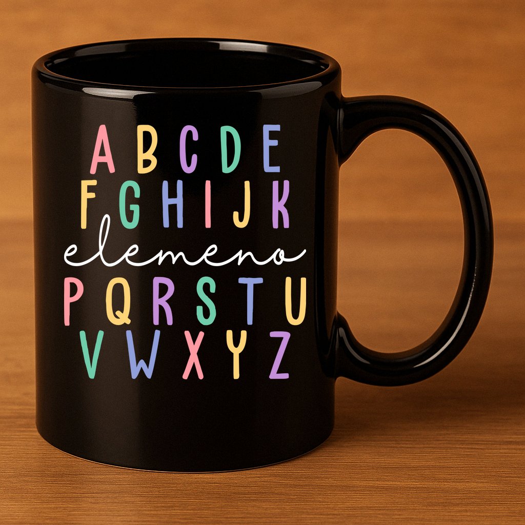 ABC ELEMENO Funny Alphabet 11oz C Handle Ceramic Mug