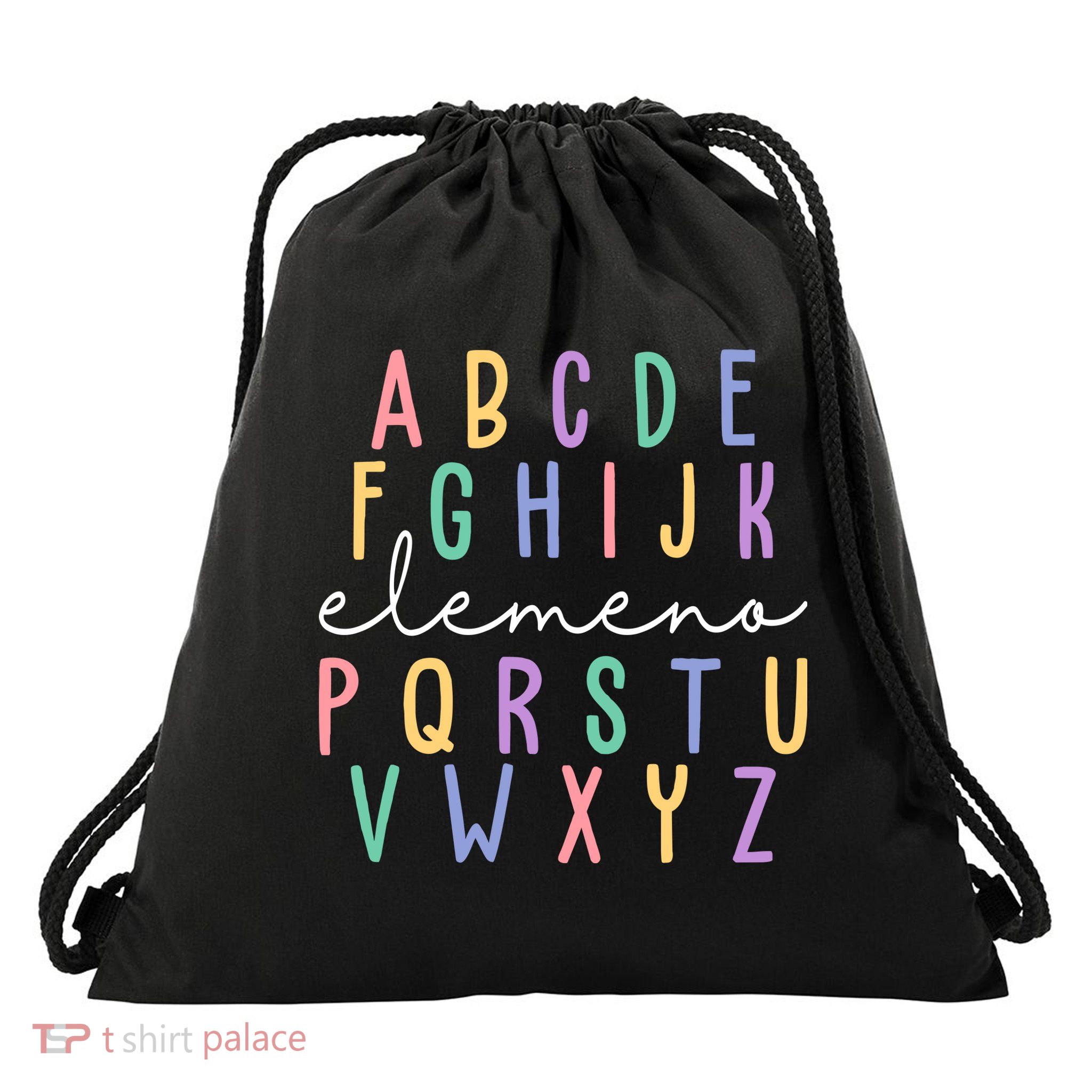 ABC ELEMENO Funny Alphabet Drawstring Bag