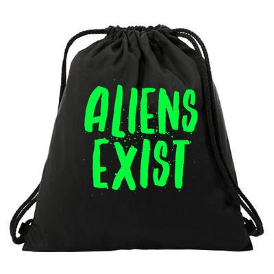 Aliens Exist Funny Alien Drawstring Bag