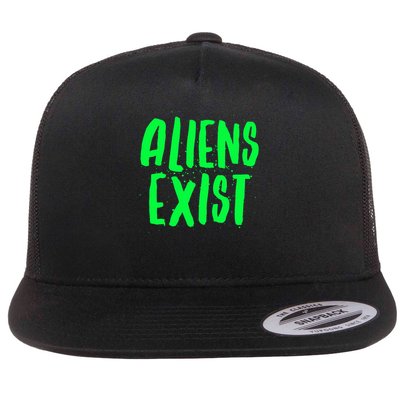 Aliens Exist Funny Alien Flatbill Hat