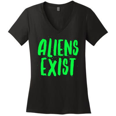 Aliens Exist Funny Alien Women's V-Neck T-Shirt