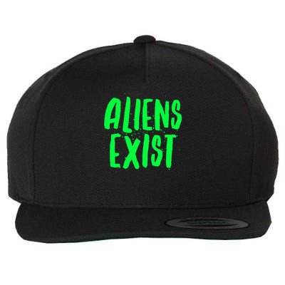 Aliens Exist Funny Alien Wool Snapback Cap