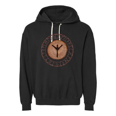 Algiz Elder Futhark Rune Garment-Dyed Fleece Hoodie