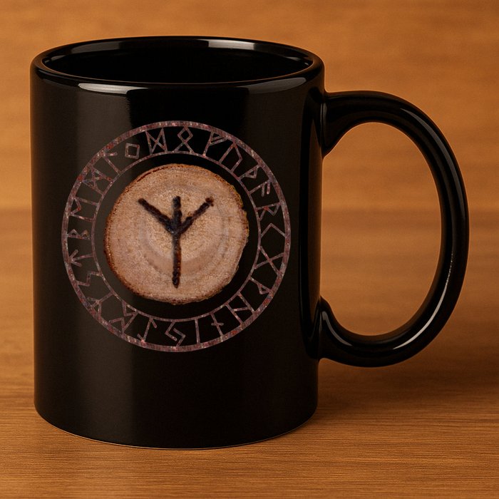 Algiz Elder Futhark Rune 11oz C Handle Ceramic Mug