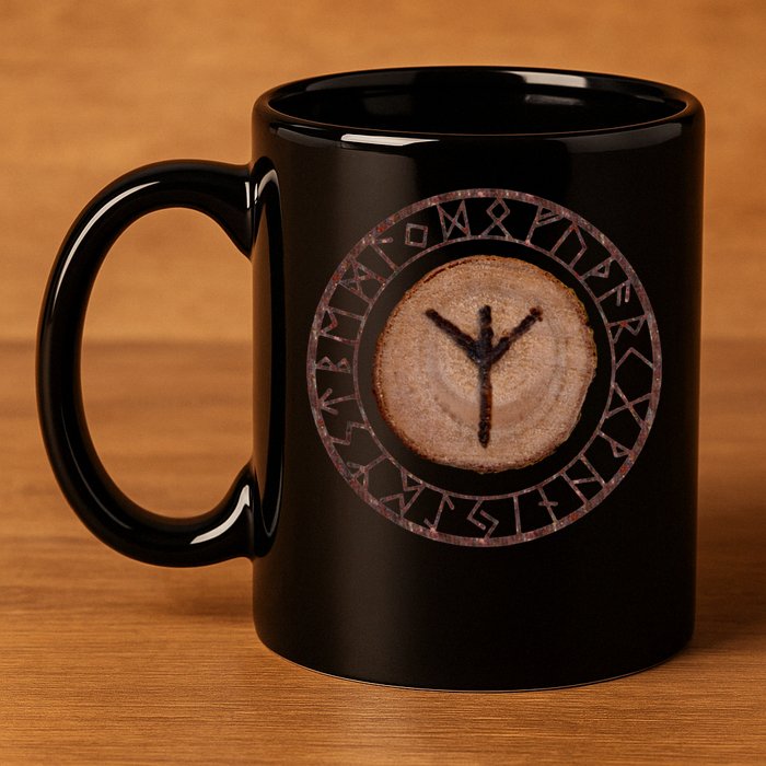 Algiz Elder Futhark Rune 11oz C Handle Ceramic Mug