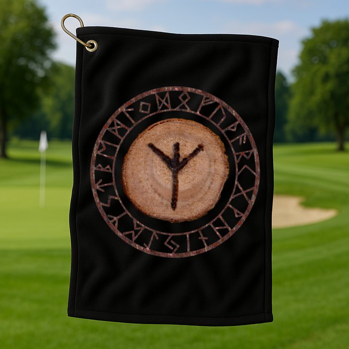 Algiz Elder Futhark Rune Golf Towel