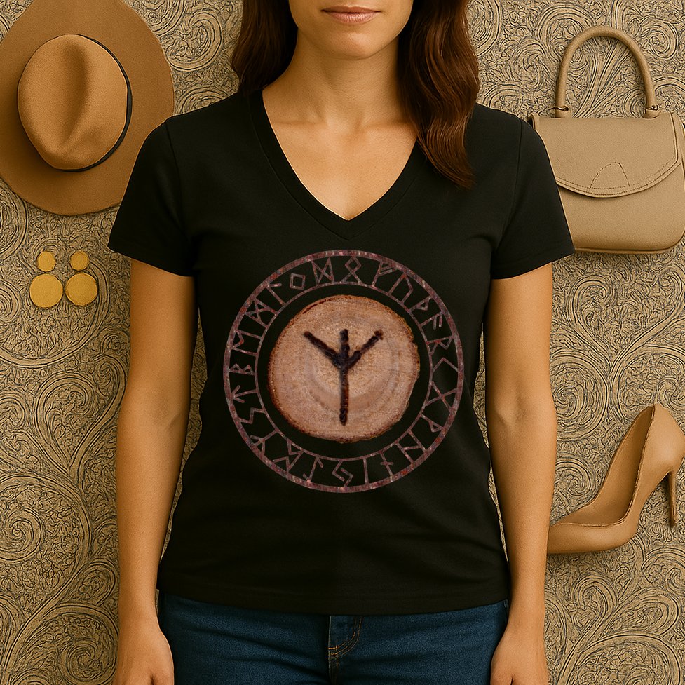 Algiz Elder Futhark Rune Women's V-Neck T-Shirt