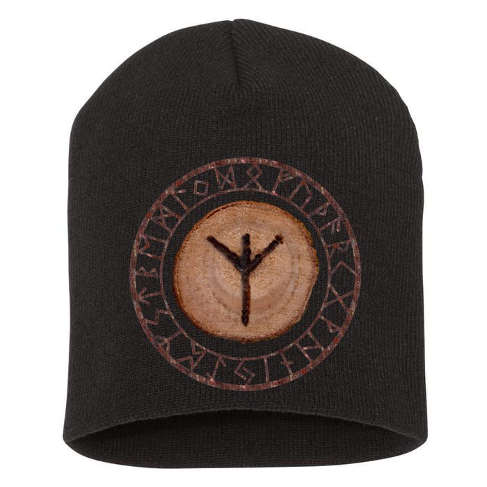 Algiz Elder Futhark Rune Short Acrylic Beanie