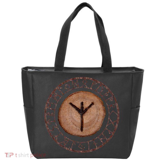 Algiz Elder Futhark Rune Zip Tote Bag