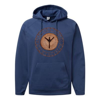 Algiz Elder Futhark Rune Performance Fleece Hoodie