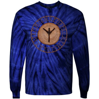 Algiz Elder Futhark Rune Tie-Dye Long Sleeve Shirt