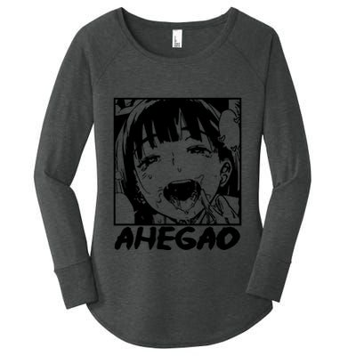 Ahegao Emoji Face Cartoon Women's Perfect Tri Tunic Long Sleeve Shirt