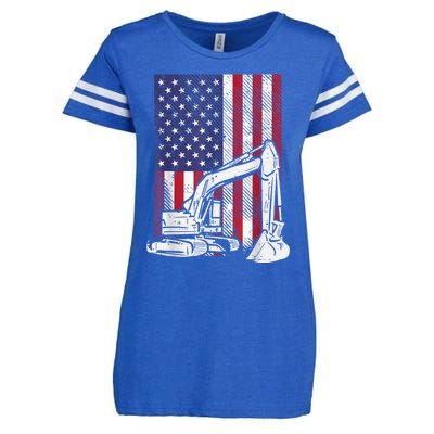 American Excavator Fourth 4th Of July Kids Enza Ladies Jersey Football T-Shirt