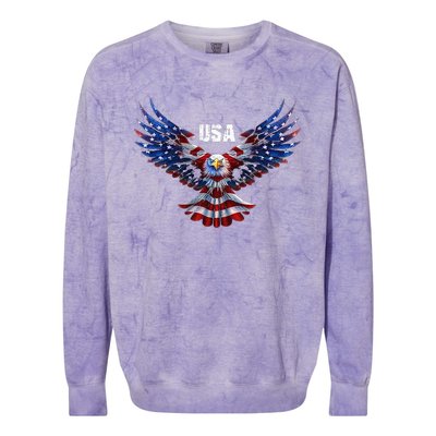 American Eagle Flag USA 4th Of July Colorblast Crewneck Sweatshirt