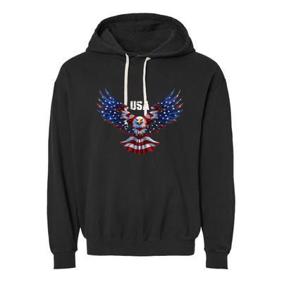 American Eagle Flag USA 4th Of July Garment-Dyed Fleece Hoodie