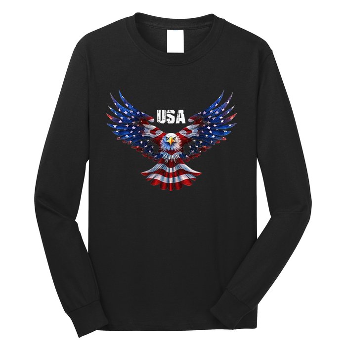 American Eagle Flag USA 4th Of July Long Sleeve Shirt