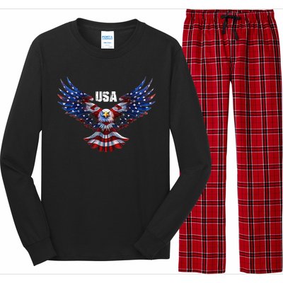 American Eagle Flag USA 4th Of July Long Sleeve Pajama Set