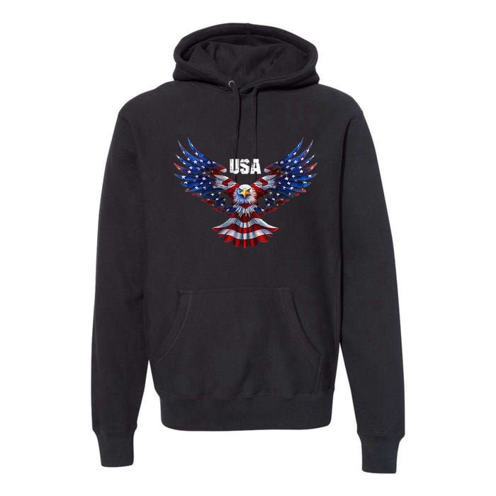 American Eagle Flag USA 4th Of July Premium Hoodie