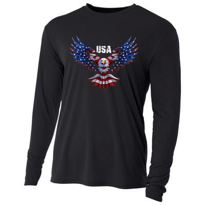 American Eagle Flag USA 4th Of July Cooling Performance Long Sleeve Crew