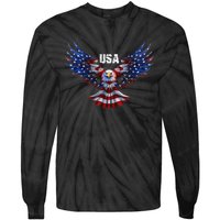 American Eagle Flag USA 4th Of July Tie-Dye Long Sleeve Shirt