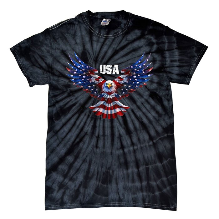 American Eagle Flag USA 4th Of July Tie-Dye T-Shirt