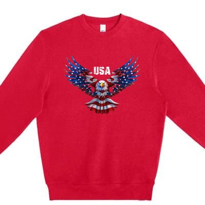 American Eagle Flag USA 4th Of July Premium Crewneck Sweatshirt