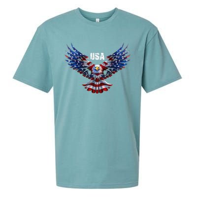 American Eagle Flag USA 4th Of July Sueded Cloud Jersey T-Shirt