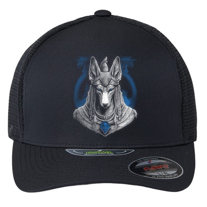 Anubis Egyptian God Realistic Flexfit Unipanel Trucker Cap