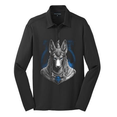 Anubis Egyptian God Realistic Silk Touch Performance Long Sleeve Polo