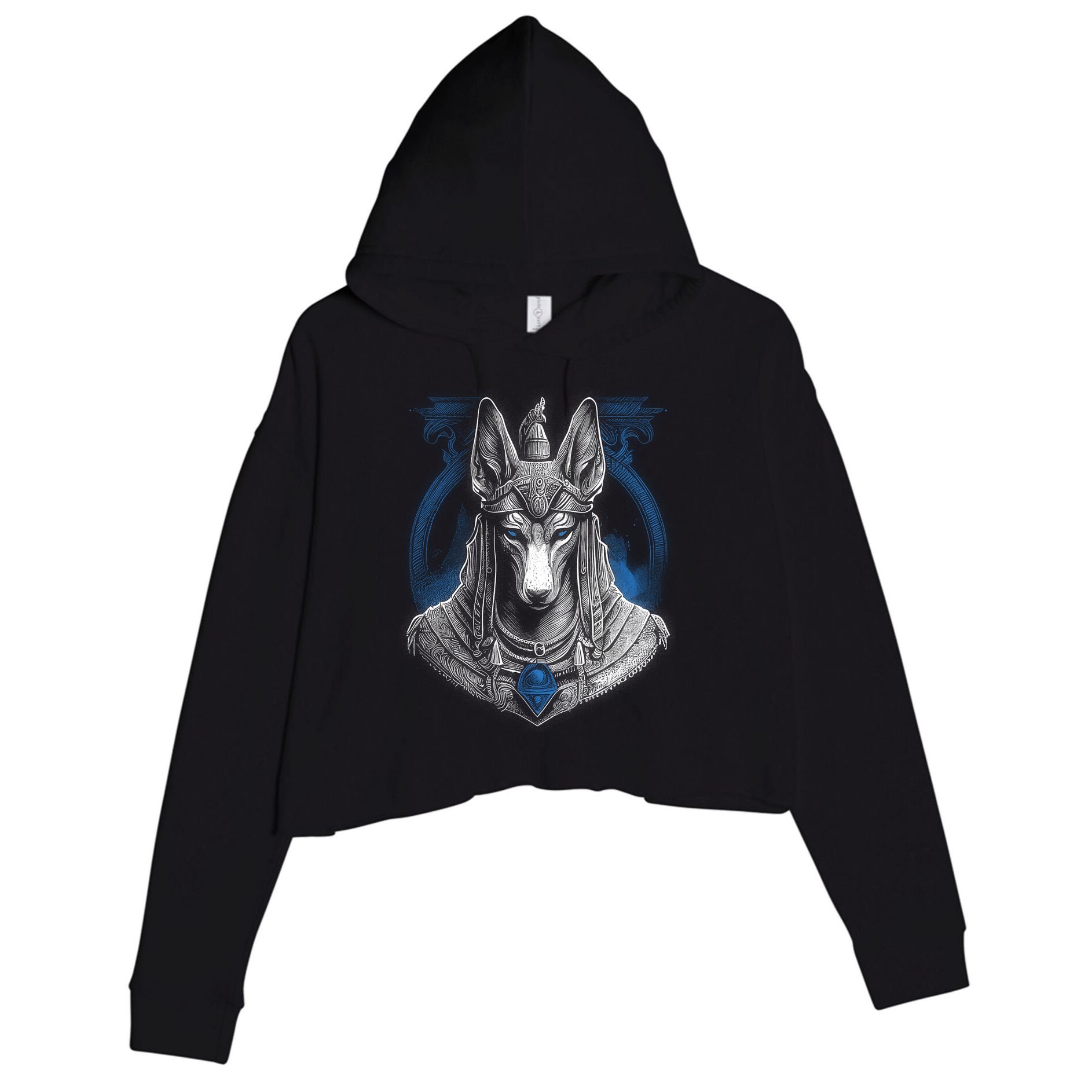 Anubis Egyptian God Realistic Crop Fleece Hoodie