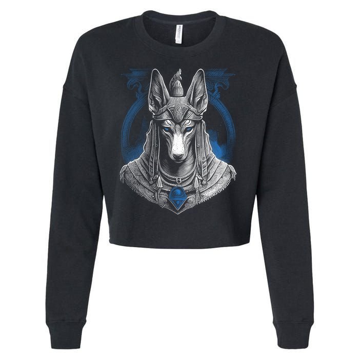Anubis Egyptian God Realistic Cropped Pullover Crew