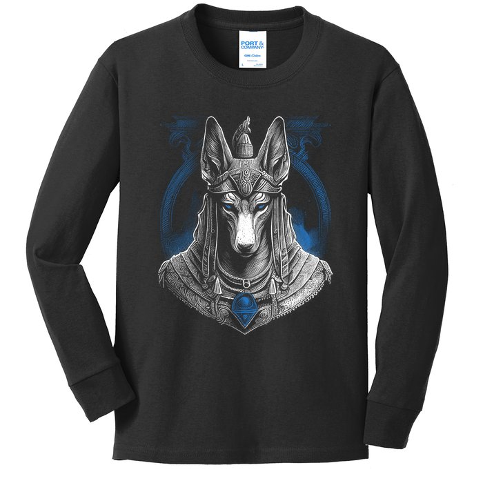 Anubis Egyptian God Realistic Kids Long Sleeve Shirt