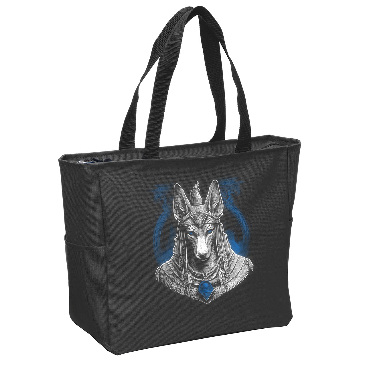Anubis Egyptian God Realistic Zip Tote Bag