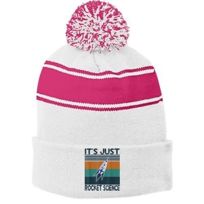 Aerospace Engineering Gifts It's Just Rocket Science Space Stripe Pom Pom Beanie
